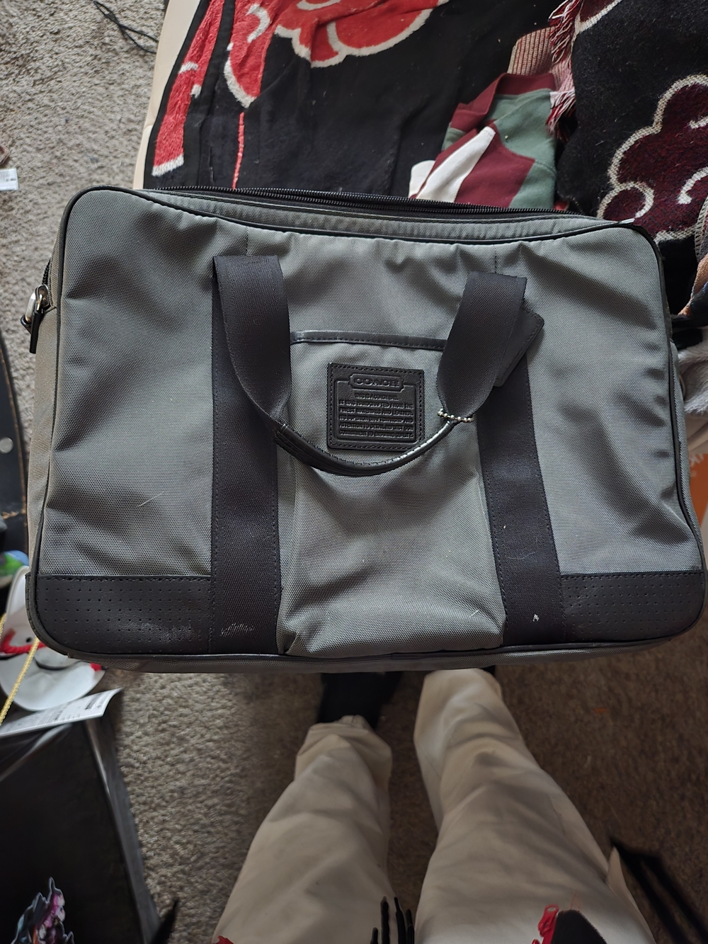 Coach Gray and Black Laptop Duffel